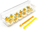YOHA Clear Deviled Egg Tray Carrier with Lid 12 Grids Eggs Holder Case Refrigerator Egg Container Deviled Egg Platter Stackable Egg Tray Camping Picnic Travel Portable Egg Storage Container,Clear-12