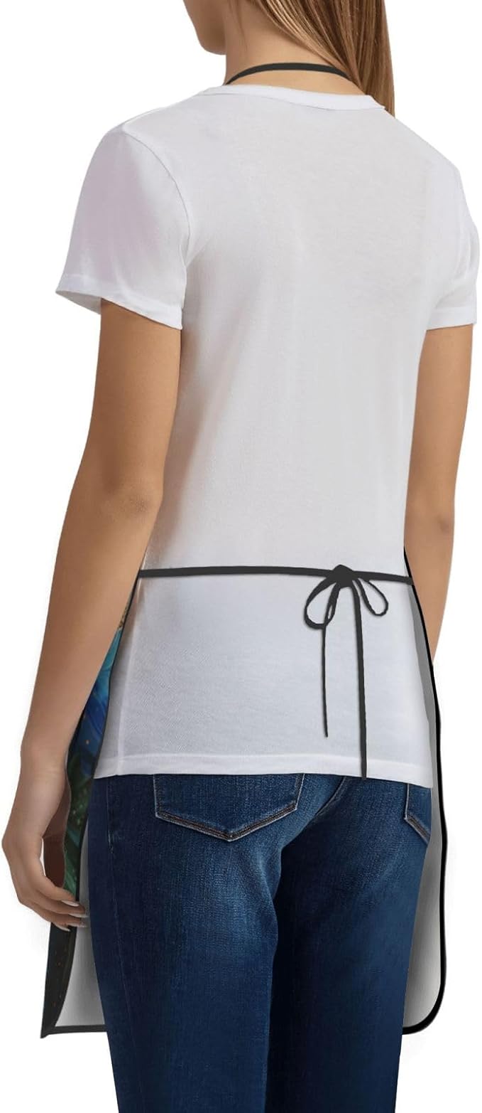 Kitchen Aprons for Men Women Waterproof Apron with 2 Pockets Tropical plants and parrots Apron Adjustable Bib Aprons
