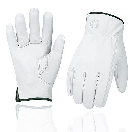 Leather Work Gloves, Gardening Gloves for Women and Men, Soft and Thin Goatskin Garden Gloves for Outdoor Yard Garden, L