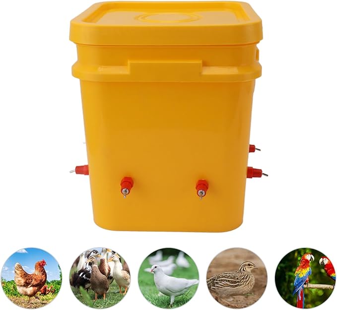 High Capacity Automatic Chicken Waterer Bowl with 12L Handheld Bucket Gravity Watering System for Quail, Easy Installation - Durable Plastic (Bucket + Butt Red Head)