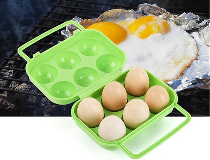FantasyDay 6 Grids Egg Holder - Sturdy Shockproof Durable Carton Container With Lid for Refrigerator - Large Capacity Organizer Box for Home Kitchen Outdoor Picnic Hiking Storage