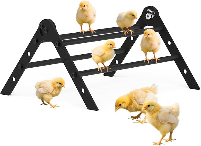 Adjustable Metal Chicken Perch for Coop, ULENDIS Heavy-Duty Chick Roosting Bar for Brooder, Chicks Stand Training Perches Ladder for Bird Parrot Hens Macaw (4 Roots)