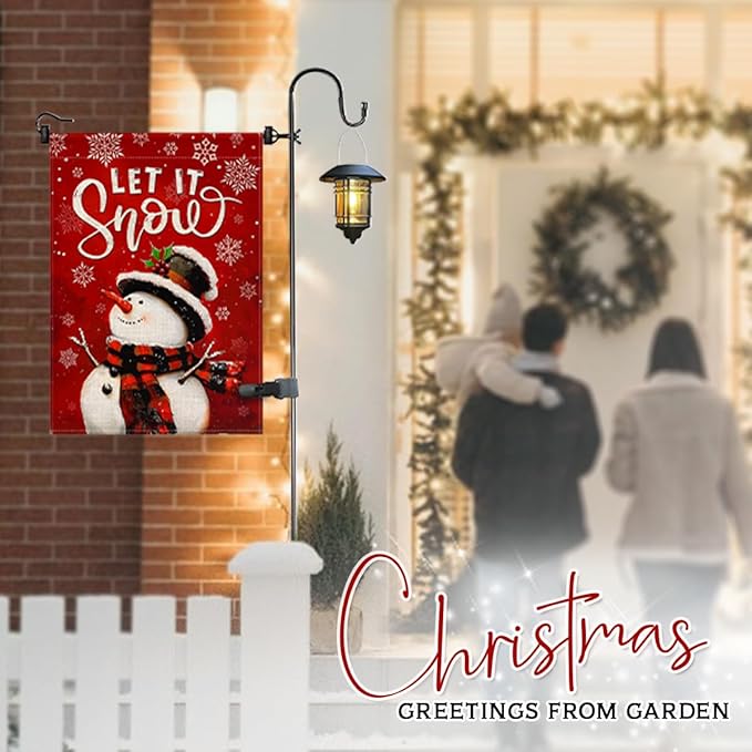 Christmas Welcome Flag - Snowman Let It Snow Winter Flags 12x18 - Outdoor Garden, Porch, Home Décor - Red Color Merry Xmas Yard Decoration