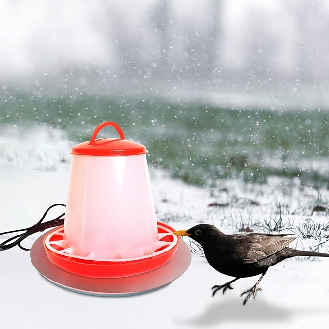 1 PC Chicken Water Heater for Winter, Heated Chicken Waterer 1-5 Gallons, 7.67'' Poultry Water Heater Base, Antifreeze Heated Base to Prevent Water Freezing in Metal Plastic Chicken Waterer
