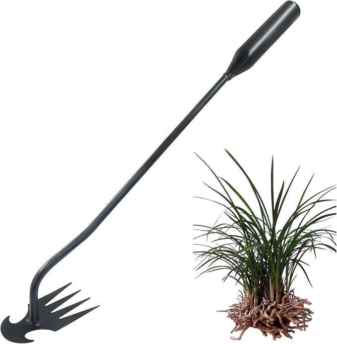 1Pcs Weed Puller Tool Garden Uprooting Weed Pulling Tool, 15.7" Portable Stainless Steel Weeder Tool 4-Claw Manganese Steel Weed Puller for Gardening Backyard Farm
