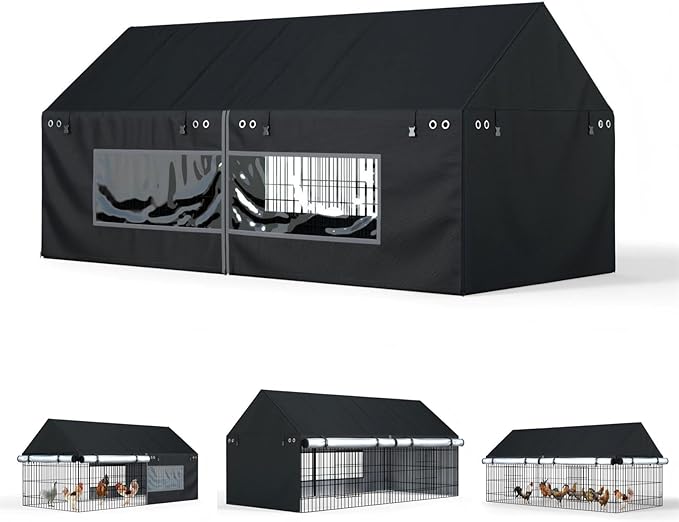 Chicken Coop Cover 86"×40" 600D Oxford Fabric Waterproof, Snowproof, UV-Resistant - Suitable for All Seasons Outdoor Use, Features Clear PVC Window (Cover Only, Coop Sold Separately)