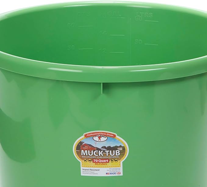 Little Giant® Plastic Muck Tub | Durable & Versatile Utility Bucket with Handles | Muck Bucket | Durable Handles | 70 Quart | Lime Green