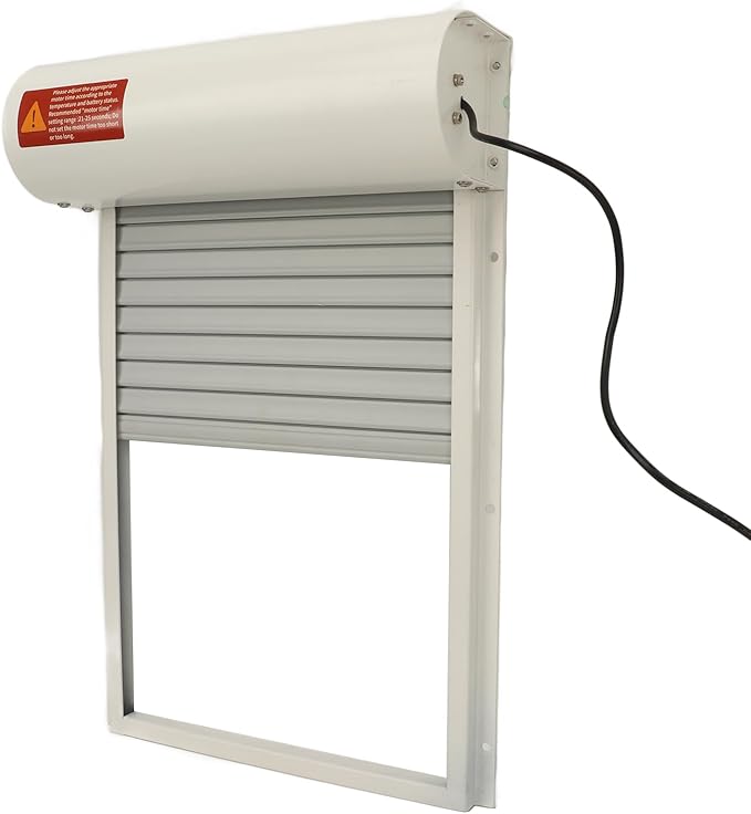 Automatic Chicken Coop Door Solar Powered, Timer Function Timer Function, LED Display Controller Cold Weather Electric Chicken Door, for Duck Goose Farm Safety Equipment (White)