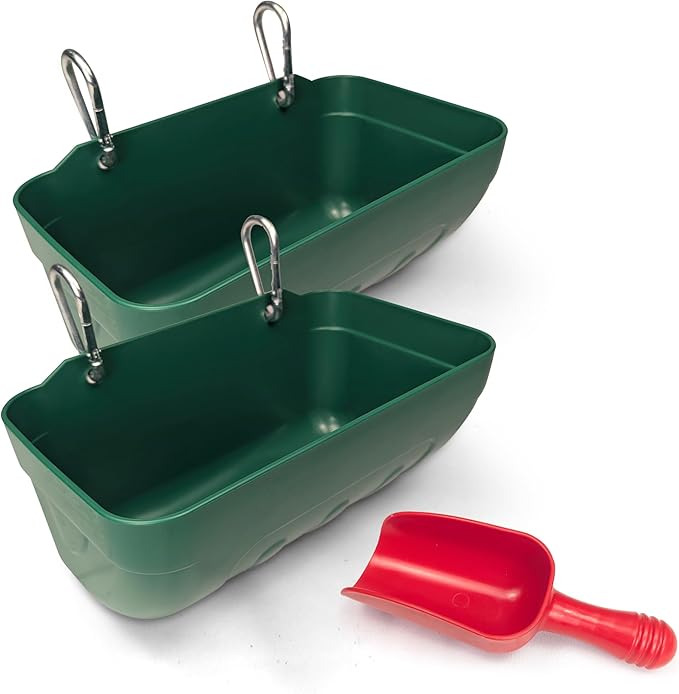 Hen's Choice™ Feeder and Waterer Trough for Chickens, Ducks, Goats, Sheep, Turkey, 4.5 Quart Capacity, Green