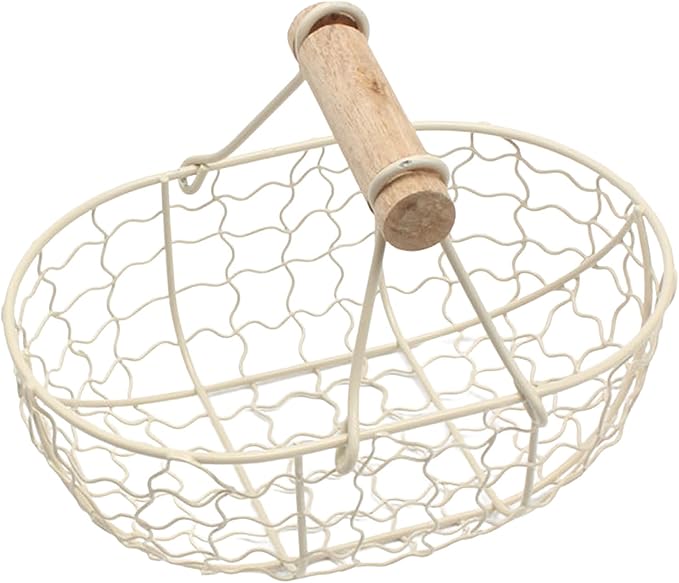 Vintage Wire Basket – Rustic Farmhouse Desktop Storage Basket, Fruit Basket & Egg Baskets & Kitchen Vegetable Basket