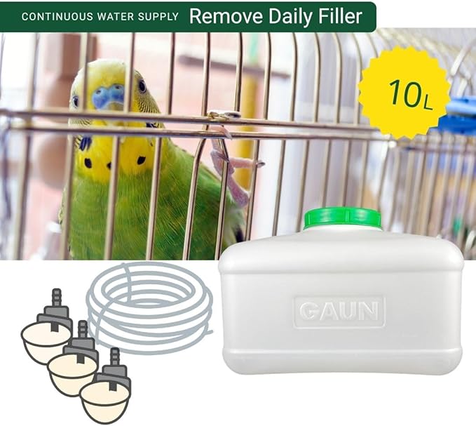 GAUN Header Tank 10L for Automatic Gravity Bird Waterer System – Reliable Water Supply, Easy Installation, Durable Design for Aviaries, Poultry, and Bird Breeding Setups