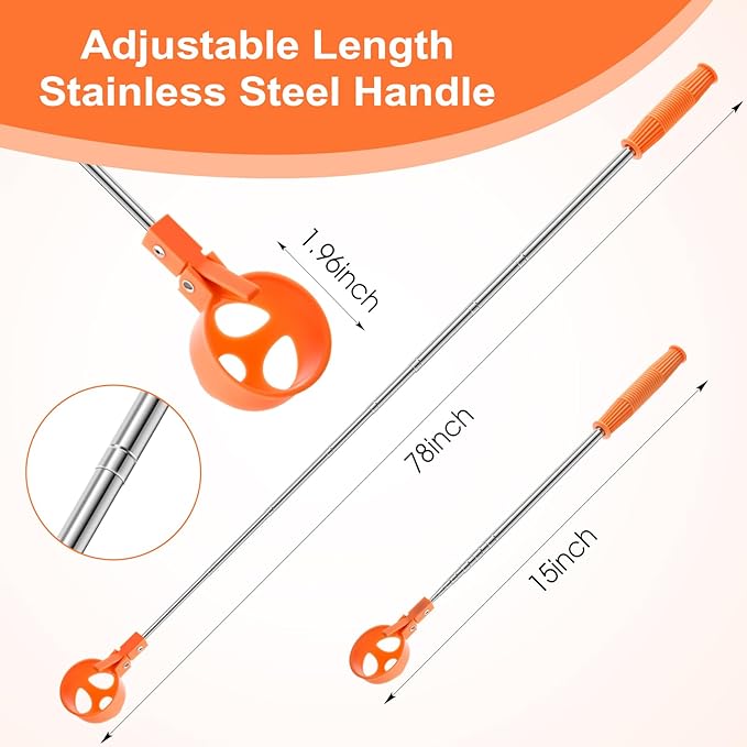 Lounsweer Egg Grabber for Chicken Eggs,15.7-76inch Extendable Stainless Steel Egg Picker Tool with (1pcs Extended Handle&1pair Non-Slip Gloves) for Picking Eggs from Coop, Poultry Nest, and Farm Use