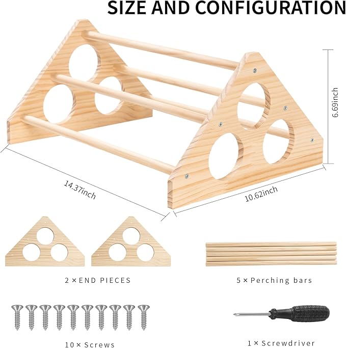 Chicken Perch for Coop - Roosting Bars for Chickens - Chick Brooder Perch & Enrichment Toys for Hens - Safe Wooden Adjustable Roosting Perch for Baby Chicks and Adult Chickens Accessories(Shape-2)