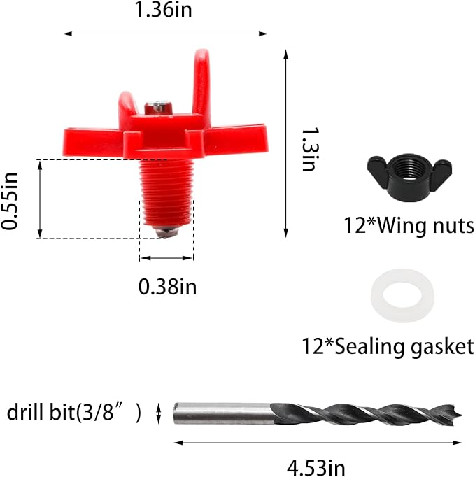 12 Pcs Horizontal Chicken Waterer Nipples, Automatic Chicken Water Feeder for Outdoor Use