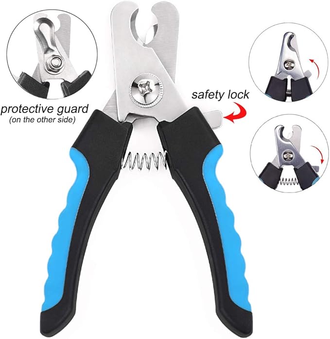 Dog Grooming Scissors Kit - Safety Round Tip, Heavy Duty Stainless Steel Scissors and Nail Clippers for Full Body Grooming