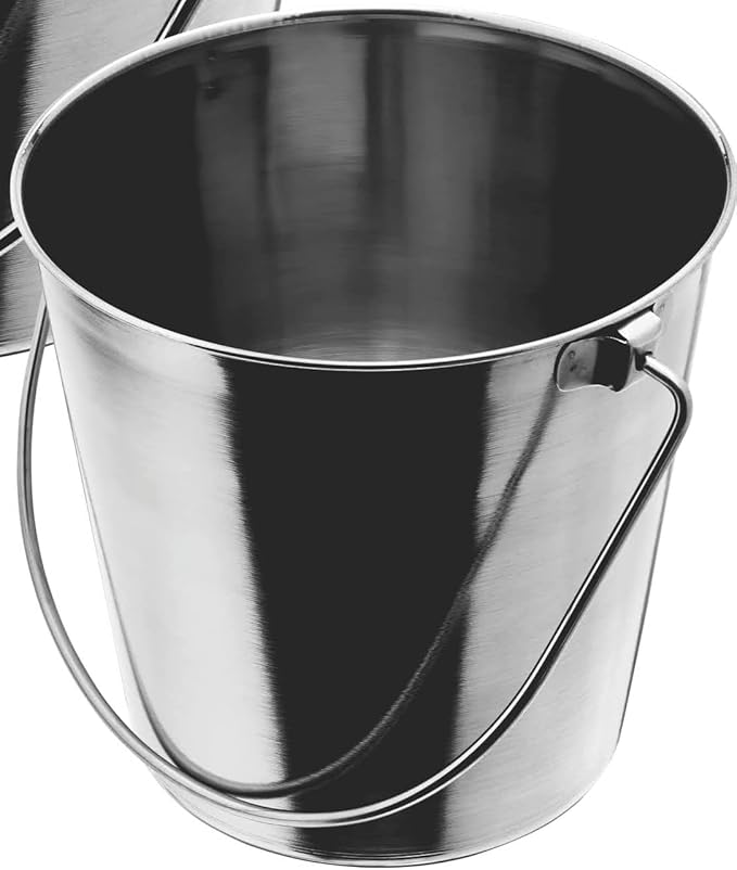 Indipets Heavy Duty Stainless Steel Pail - 2 Quart - Durable Dog Food and Water Storage