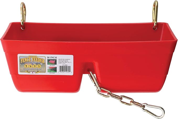 Little Giant® Plastic Fence Feeder | Pig Feeder | Clip On Fence Feeder | Mountable Feed Bucket | 9 Quarts | Red