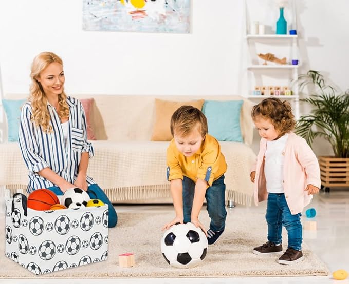 Rectangular Soccer Basket Kids Storage Bins Baby Boy Basket Kids Toy Storage Bin Organizer Box Boys Room Decor for Home(Soccer)