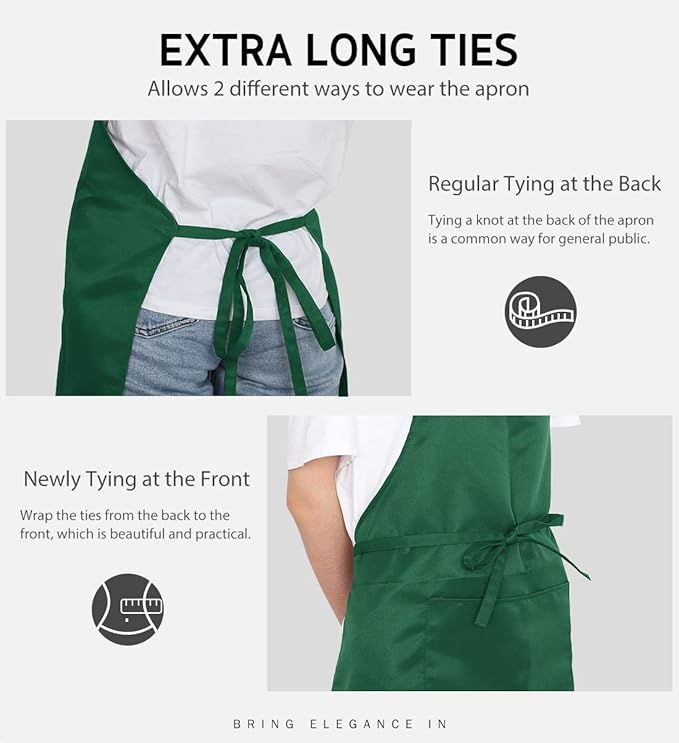Syntus Adjustable Bib Apron with 2 Pockets Cooking Kitchen Aprons for Women Men Chef