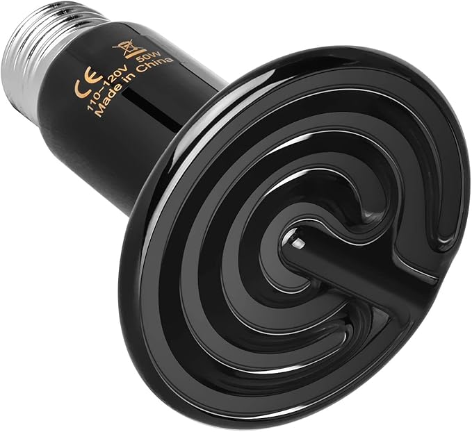 Simple Deluxe 50W Ceramic Heat Emitter Reptile Heat Lamp Bulb No Light Emitting Brooder Coop Heater for Amphibian Pet & Incubating Chicken Black