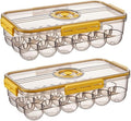 CottonColors Egg Holder for Fridge 18 Container for Refrigerator Plastic Organizer for Refrigerator Stackable Storage With Lids for Timer(2 pack)