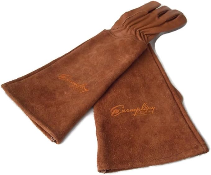 Rose Pruning Gloves for Men and Women - Thorn Proof Goatskin Leather Gardening Gloves with Gauntlet