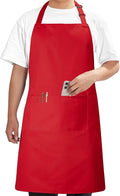 Syntus Adjustable Bib Apron with 2 Pockets Cooking Kitchen Aprons for Women Men Chef