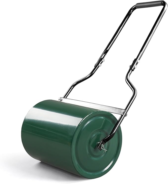 16in Heavy Duty Steel Lawn Roller,Manual Hand Lawns Roller,Water or Sand Filled Garden Rollers,Push/Tow-Behind Yard Rollers,with U-Shaped Handle,for Garden Yard Park Backyard Farm (Green & Black)