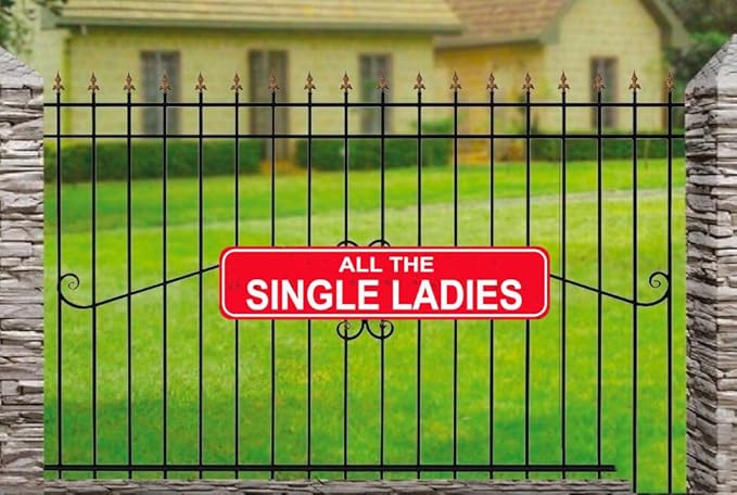All The Single Ladies Sign - Chicken Hen Rustic Metal Street Sign or Door Name Plate Plaque Home Patio Garden Bar Farm House Garage Wall Decor Red Tin Signs 16 X 4 Inch