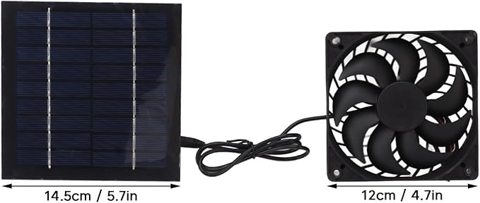 Solar Panel Fan Kit, Solar Fan for Chicken Coop Solar Power Fan Efficient Cooling Solution for Outside, Small Chicken Coops, Greenhouses, Sheds, Pet Houses