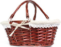 MEIEM Wicker Gift Baskets Empty Oval Willow Woven Picnic Cheap Easter Candy Storage Wine Basket with Handle Egg Gathering Wedding Basket (Brown)