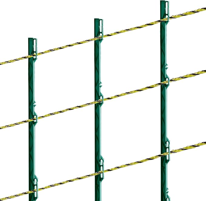 VEVOR Electric Fence Wire, 1640Ft 500M Portable Polywire, 1/8" Diameter 6 Stainless Steel Strands, Fencing Rope Line with 25 Fence Insulators and 25 T-Post Insulators, for Horse, Cattle, Livestock