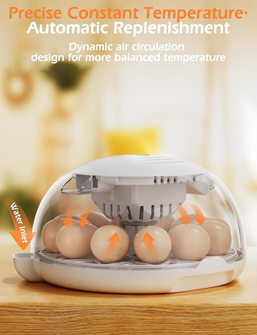 Incubators for Hatching Eggs, 12 Egg Incubator with Automatic Egg Turning and Temperature Humidity Control, Egg Candler incubadora de huevos de gallina for Home, Farm, Classroom, Chicken, Duck, Quail