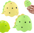 2Pcs Silicone Egg Washer for Fresh Eggs,Cute Dinosaur Egg Scrubber for Fresh Eggs,Farm Fresh Egg and vegertable Scrubber,Dishwasher Safe,Gentle on Shells(Green and Yellow)