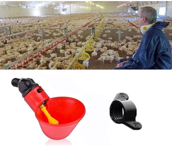 10pcs Chicken Waterer - Poultry Waterer Chicken Water Cups Automatic Nipple Cup Kit for Chicken Quail Drinker