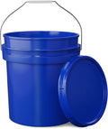 5-Gallon Dark Blue Bucket Pail Container with Lid | Metal Handles with Plastic Grip for Easy Carrying | Easy Stack and Store | Heavy-Duty Extra Durable | Food Grade | BPA Free - 1 Pack