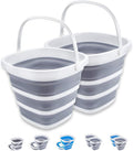 2 Pack Collapsible Buckets 10L 2.6 Gallon Cleaning Bucket Mop Bucket Folding Foldable Portable Small Plastic Water Supplies for Outdoor Garden Camping Fishing Car Wash Space Saving Square