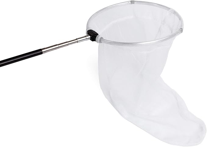 RESTCLOUD Insect and Butterfly Net with 12" Ring, 24" Net Depth, Handle Extends to 59 Inches (10" Ring, 48" Handle)