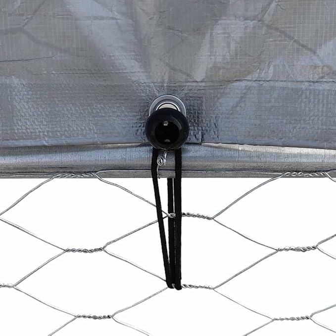 Large Silver Galvanized Steel Outdoor Animal Pen 76.8"x112.2"x90.6" Chicken Coop Rabbit Run UV-Resistant Roof Lockable Door for Backyard Farm Garden