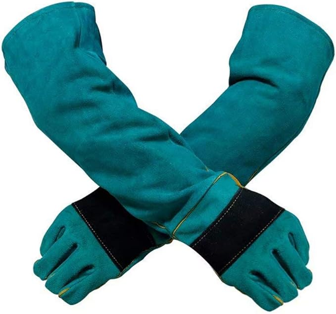 YBB Animal Handling Anti-bite/Scratch Gloves for Dog Cat Bird Parrot Pet (Green)