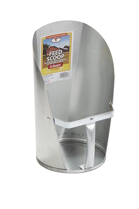 Little Giant® Galvanized Feed Scoop for Livestock | Heavy Duty Stackable Feed Scoop with Enclosed Handle (6 Quart, 1, Count)