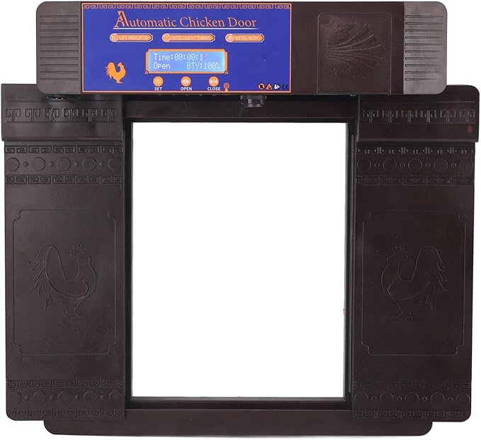 Automatic Chicken Coop Door Solar Powered Poultry Door Opener with Timer Mode Anti Pinch IP45 for Chickens Ducks Geese (Dark Brown)
