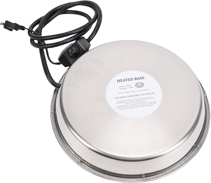 ASHATA Electric Chicken Waterer Heating Base for Ducks Geese Turkeys Pigeons, Thermostat Control Electric Heater for Metal Plastic Poultry Drinker (US)
