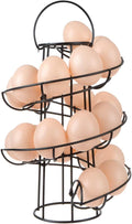 Egg Skelter Deluxe Modern Spiraling Dispenser Rack - Freestanding Wire Chicken Egg Storage Organizer Display Holder Basket for Countertop Kitchen,Black