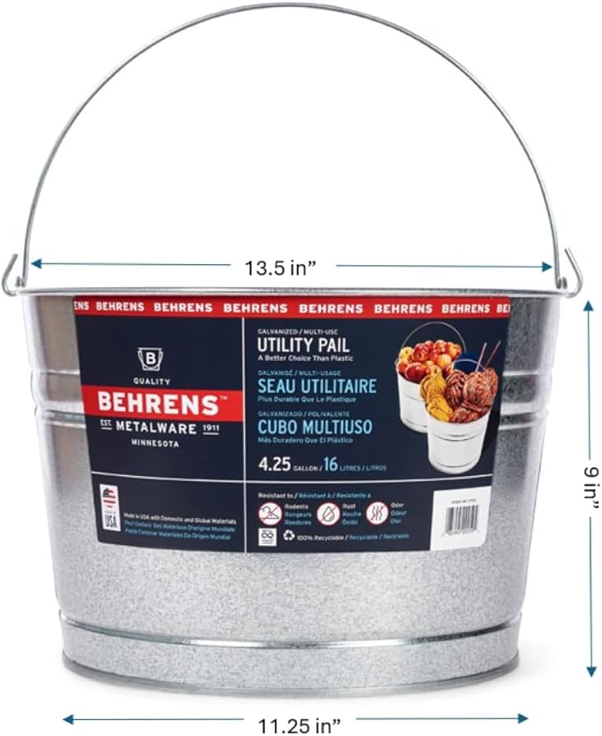 Behrens 4.25 Gallon Galvanized Steel Pail (1 Pail)