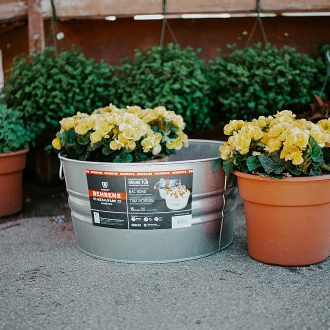 Behrens High Grade Steel 2GS 15 Gal Silver Galvanized Steel Round Tub