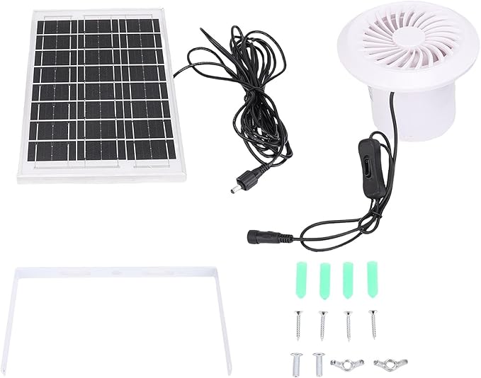 FILFEEL 6W Solar Powered Fan Kit for Greenhouses, Chicken Coops, and Pet Houses with Easy Solar Setup