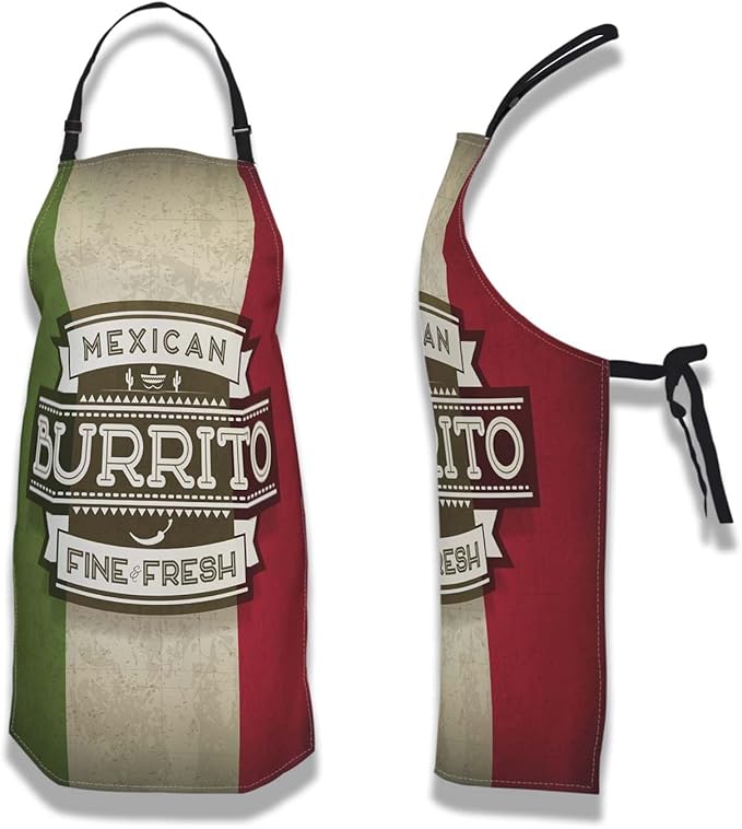 Paint Apron for Women Mexican Burrito Food Grilling Aprons for Men for Kitchen Cooking Restaurant BBQ Painting Crafting Gardening 27” (W) x 31” (H), Waterproof Aprons
