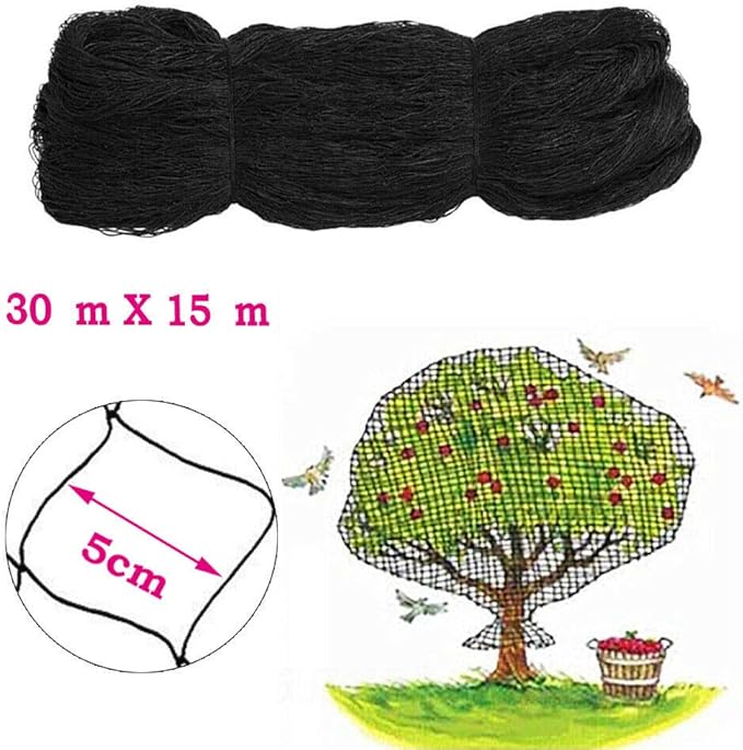 100ft X 50ft Bird Netting, Poultry Netting, Heavy Duty Bird Netting, Bird Netting for Chicken Coop, Chicken Net, Nylon, Black, Mesh Size 1.97''x1.97''