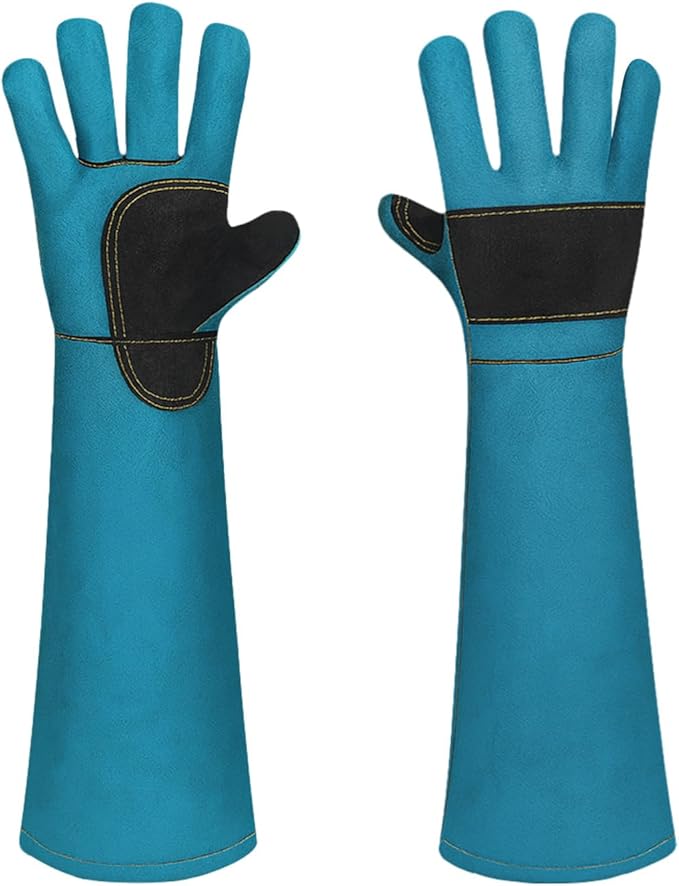 Welding Gloves 23.6" Heat-Resistant Leather, Long Gauntlet Forearm Protection for TIG/MIG, Also for Animal Handling